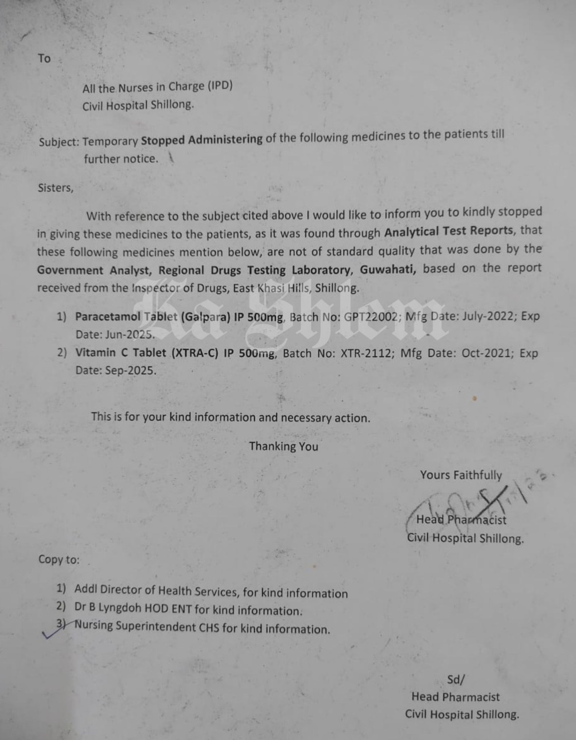 Lap ka RDTL ba thied dawai tad dor ka Meghalaya, pynsangeh ka Civil Hospital ban ai sha ki nongpang